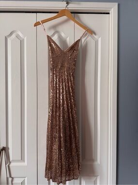 Lulus Rose Gold Sequin Pleated Dress